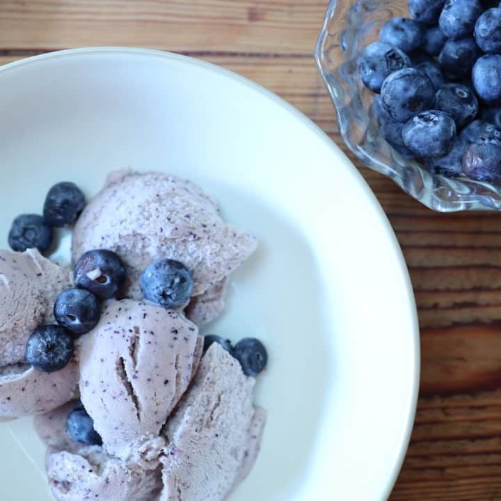homemade fresh blueberry ice cream