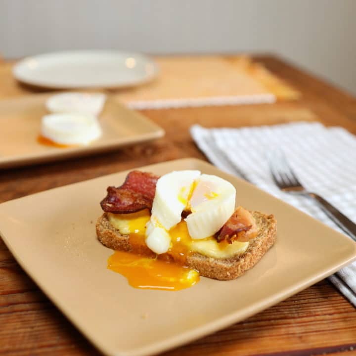 runny yolk poached egg breakfast sandwich