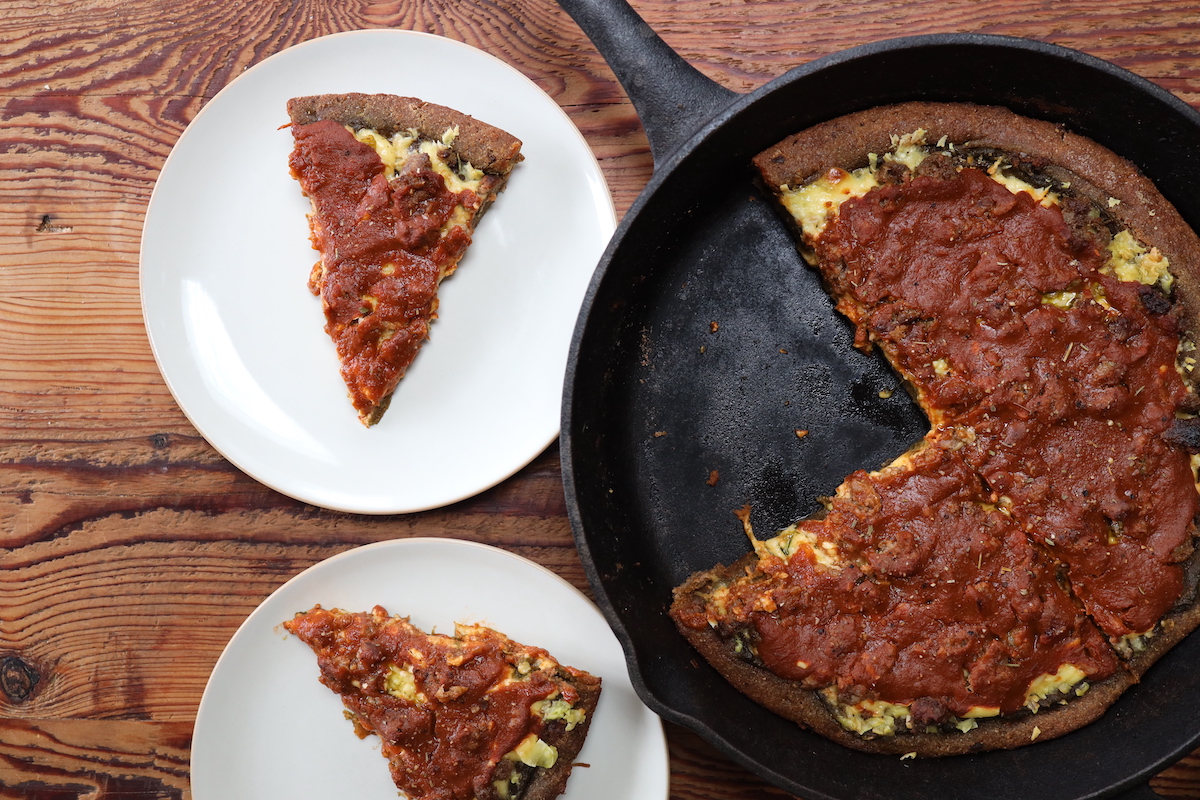 sourdough deep dish pizza slices