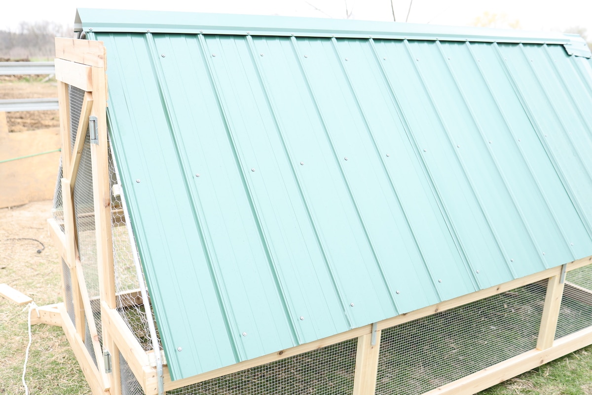 metal roof on chicken tractor