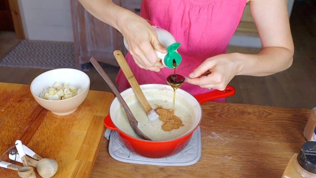 adding ingredients to porridge
