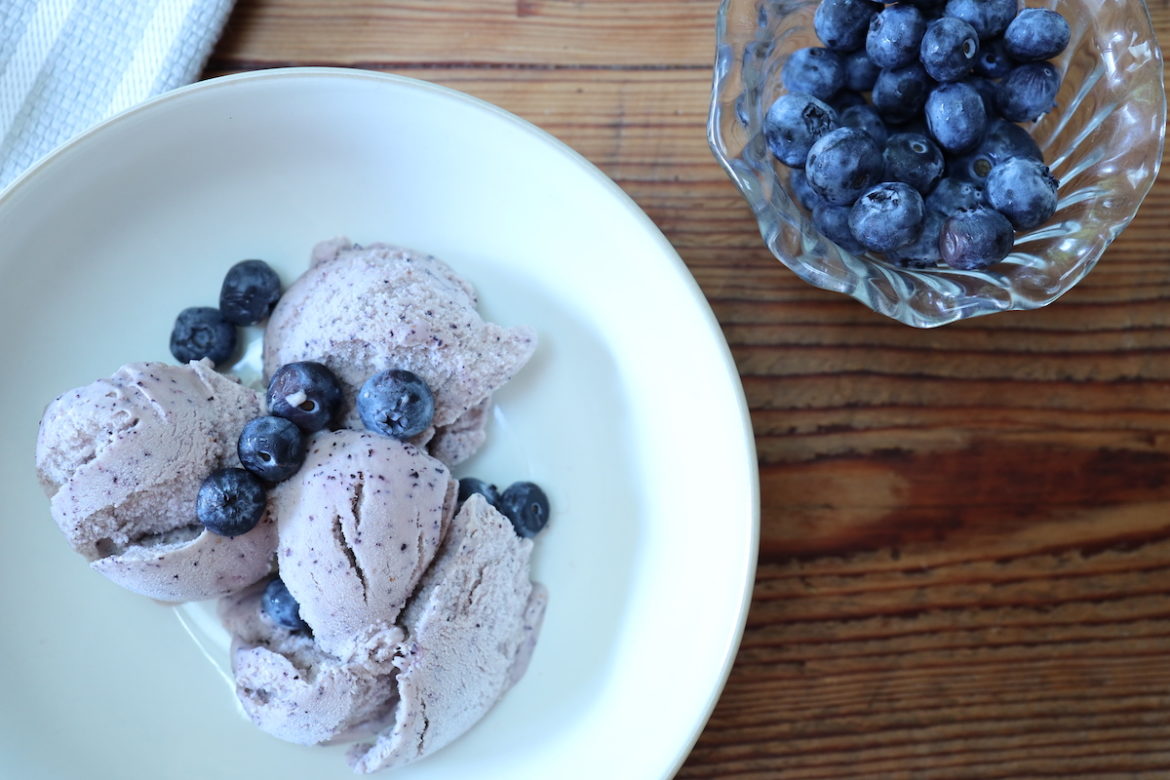 The Best Raw Milk Blueberry Ice Cream Sweetened with Honey
