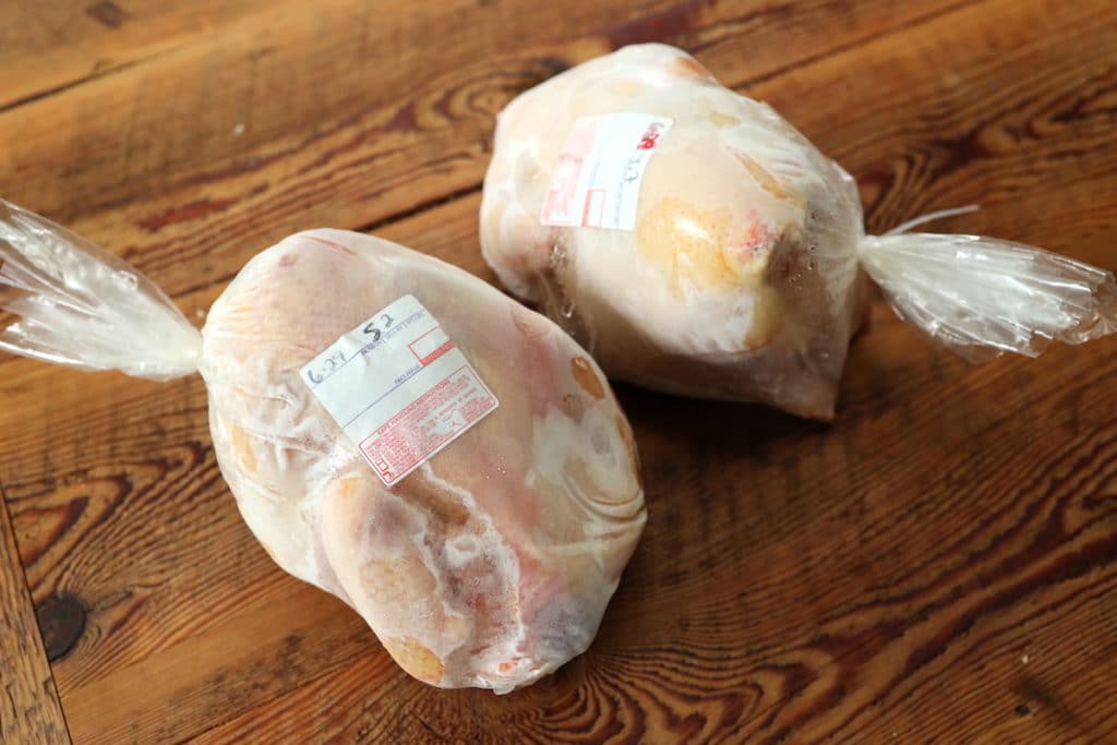 homegrown chickens in shrink bags