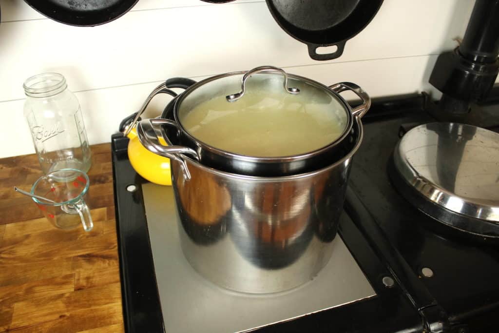 homemade double boiler for cheesemaking