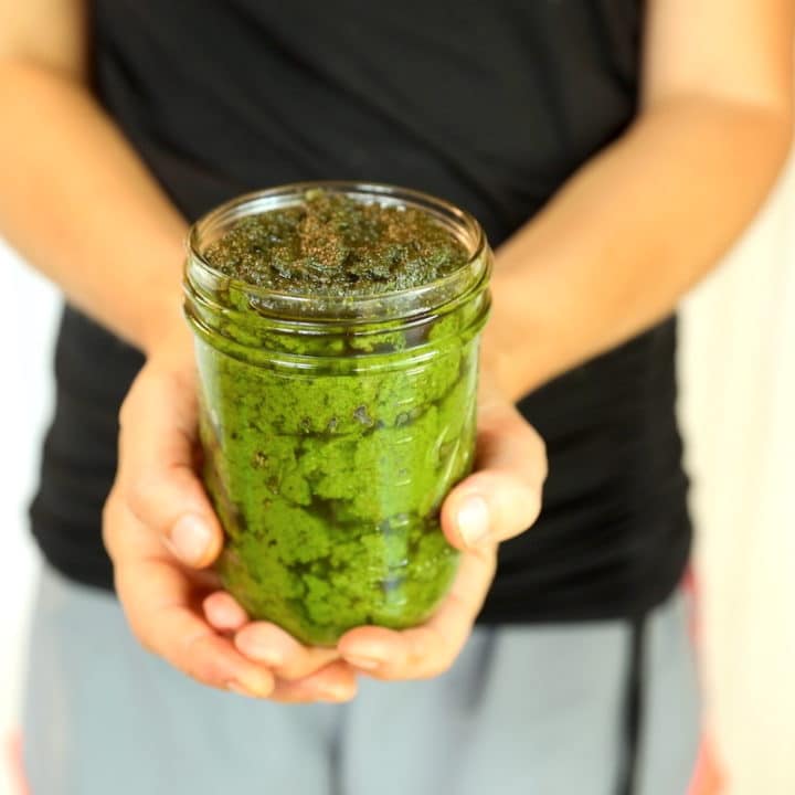 quick and easy pesto in a blender without dairy