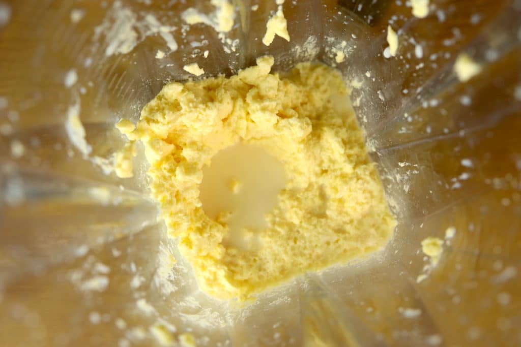 raw milk butter in blender separated from buttermilk