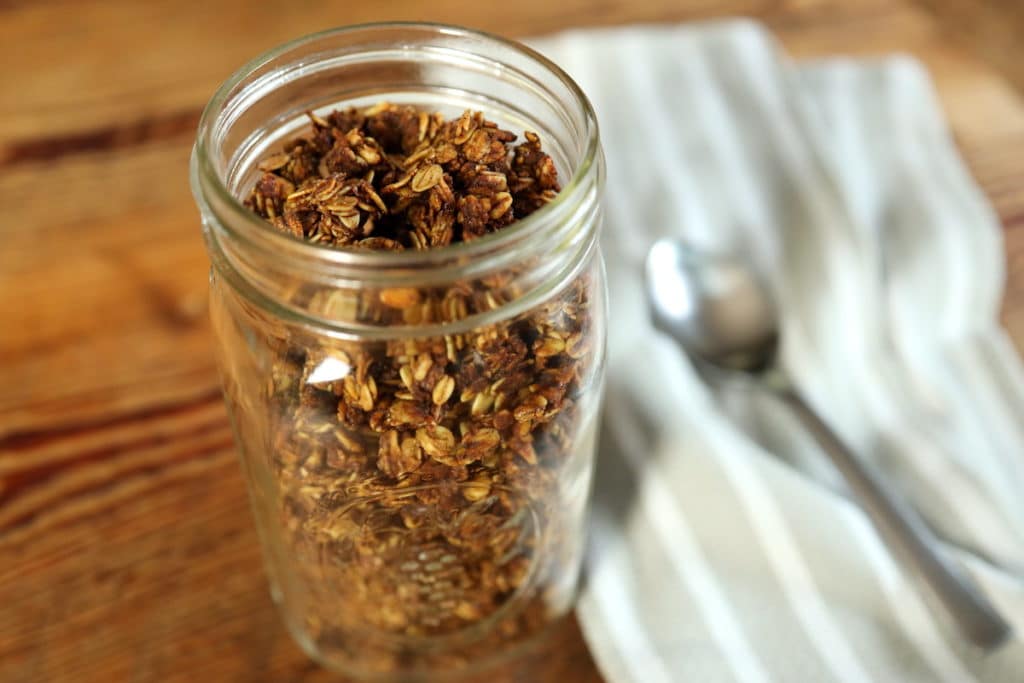 granola without nuts in mason jar