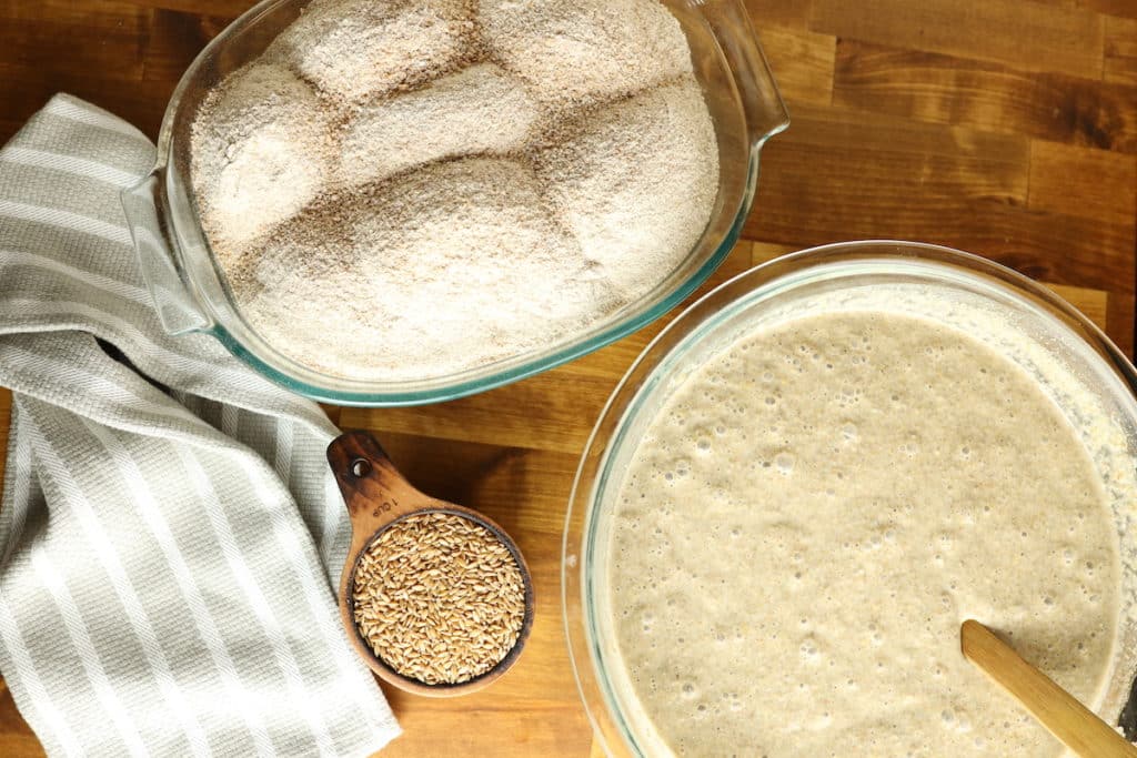 sourdough starter and stoneground flour