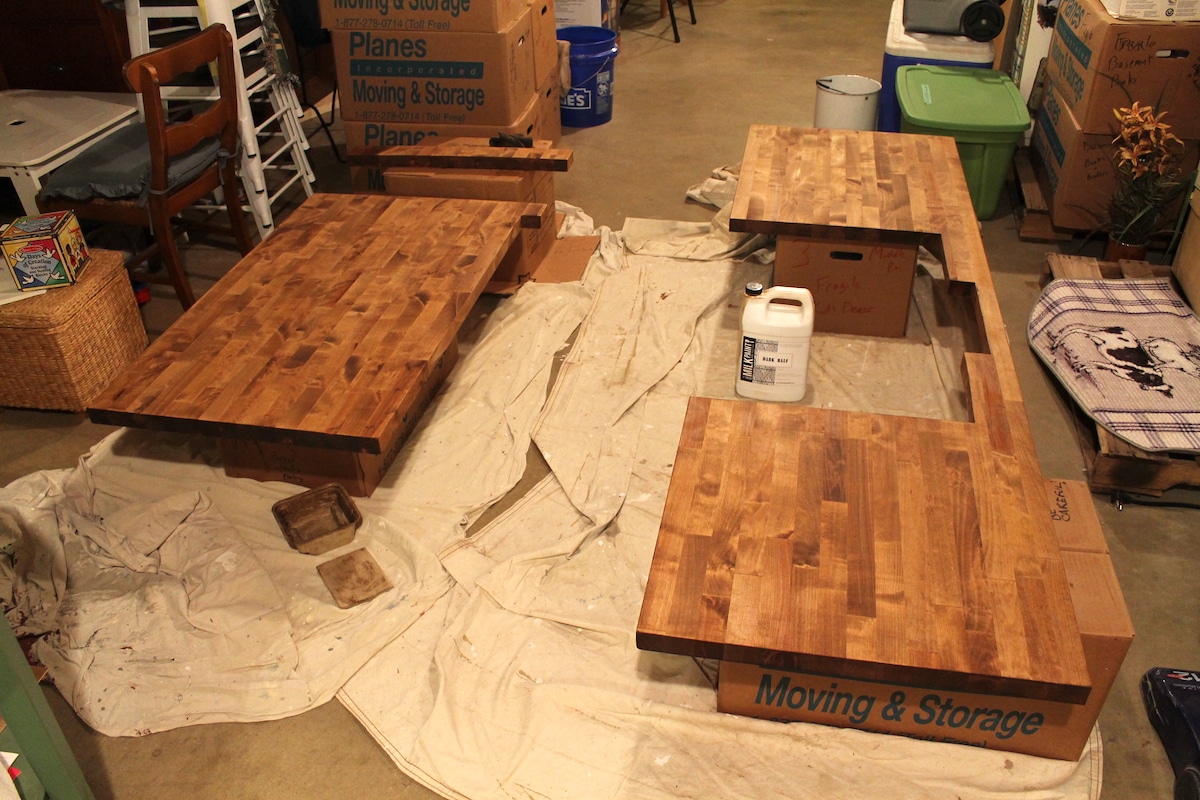 butcherblock countertops finished with dark tung oil