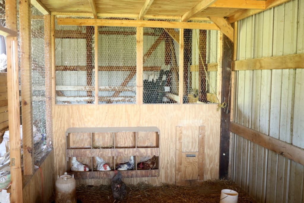 chicken coop built inside barn