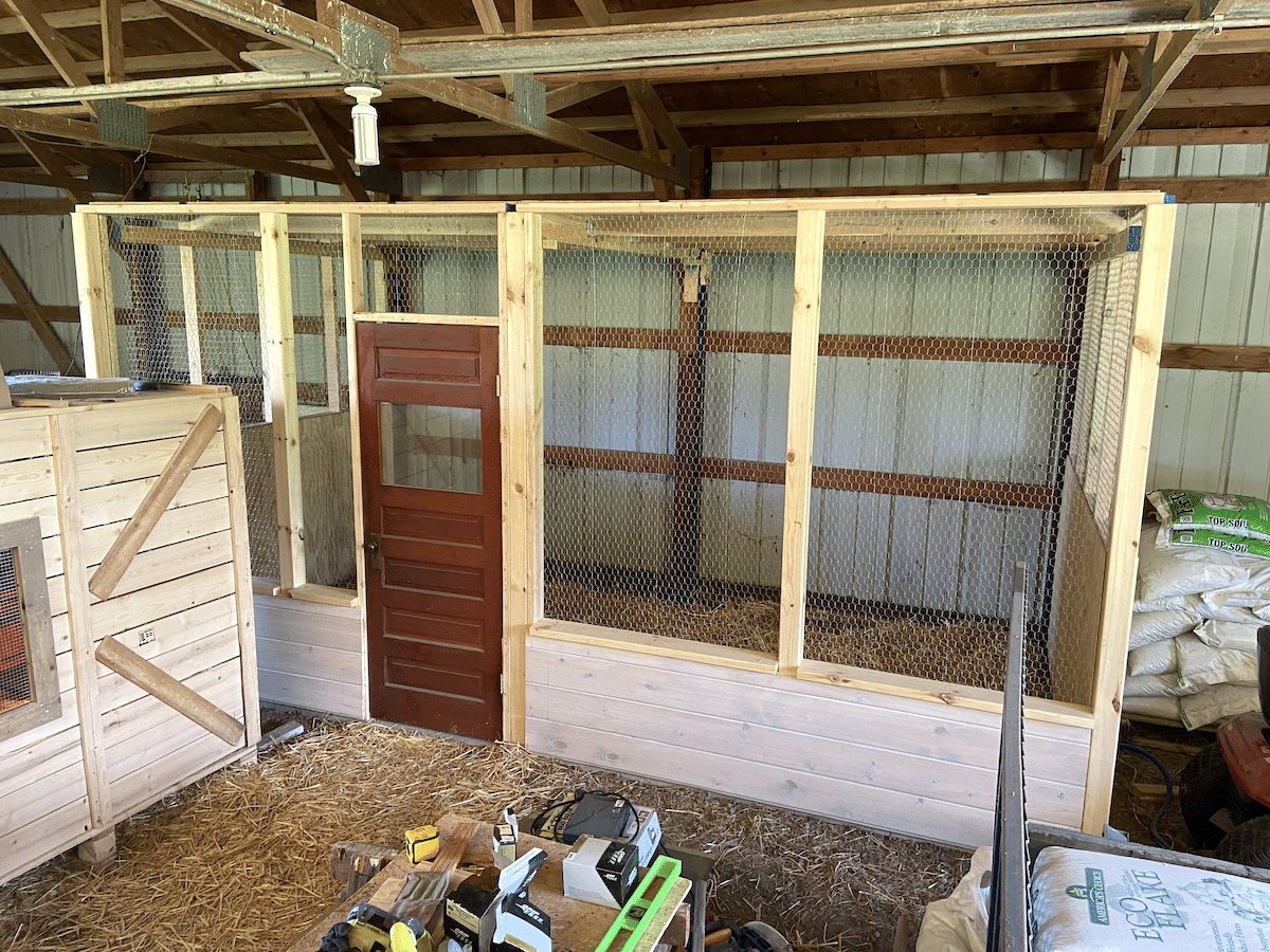 chicken coop built inside pole barn