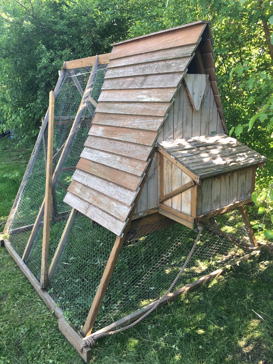 chicken tractor made with repurposed materials