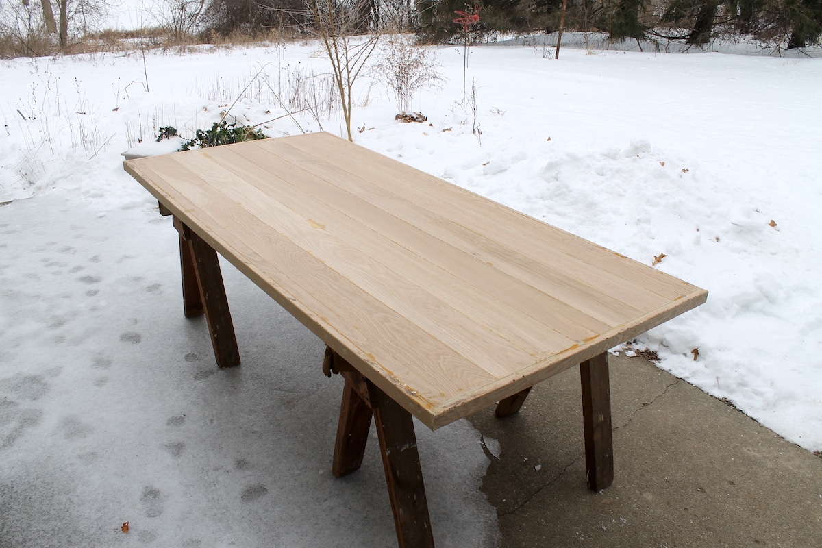 custom wood floor countertop ready to be sanded