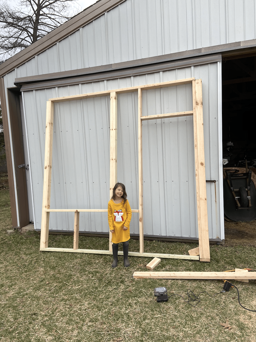 framed wall for barn chicken coop
