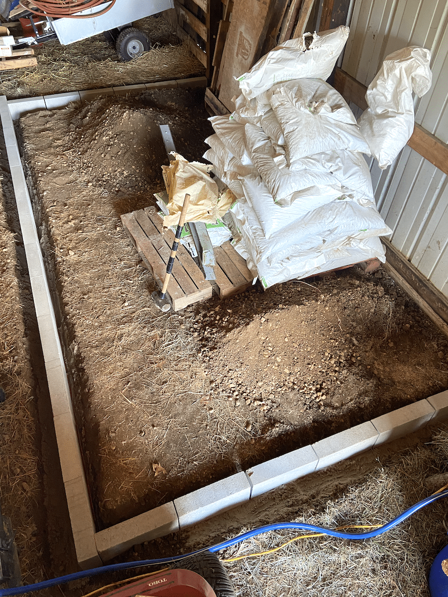 installing concrete block chicken coop foundation