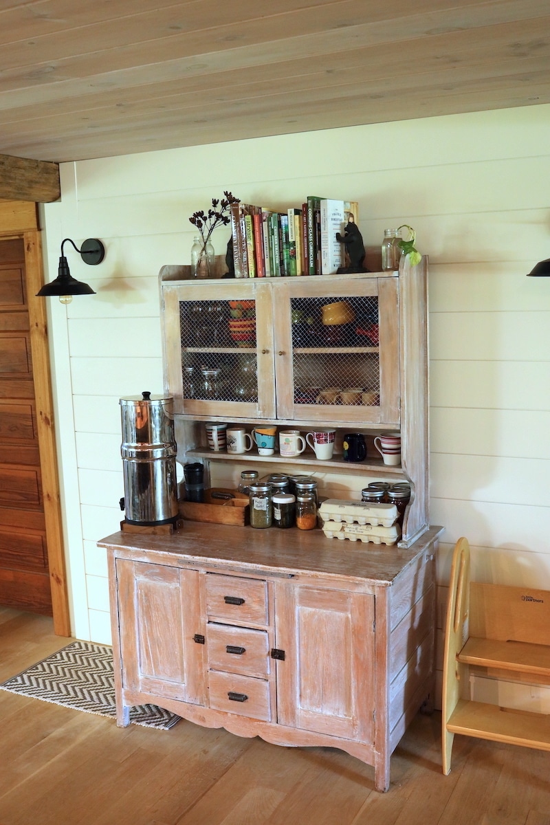 second hand kitchen hutch with antique finish