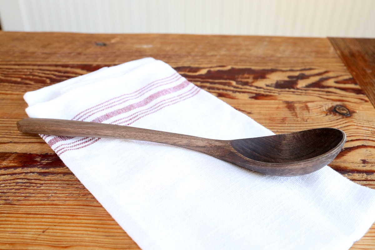hand carved wooden ladle