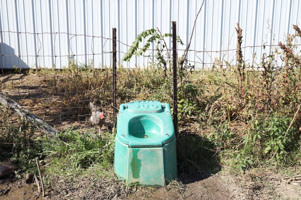 jug waterer installed on 5 acre homestead
