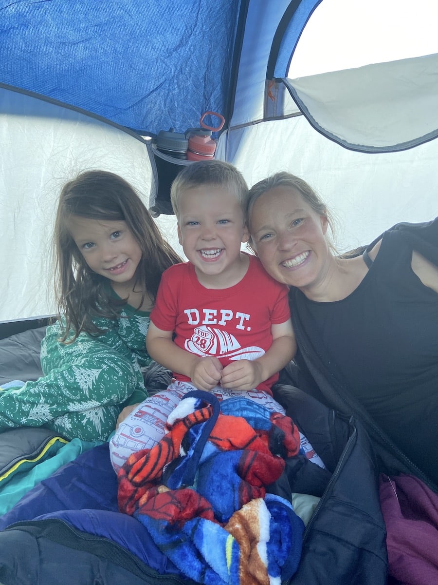 mommy and kiddos backyard camping
