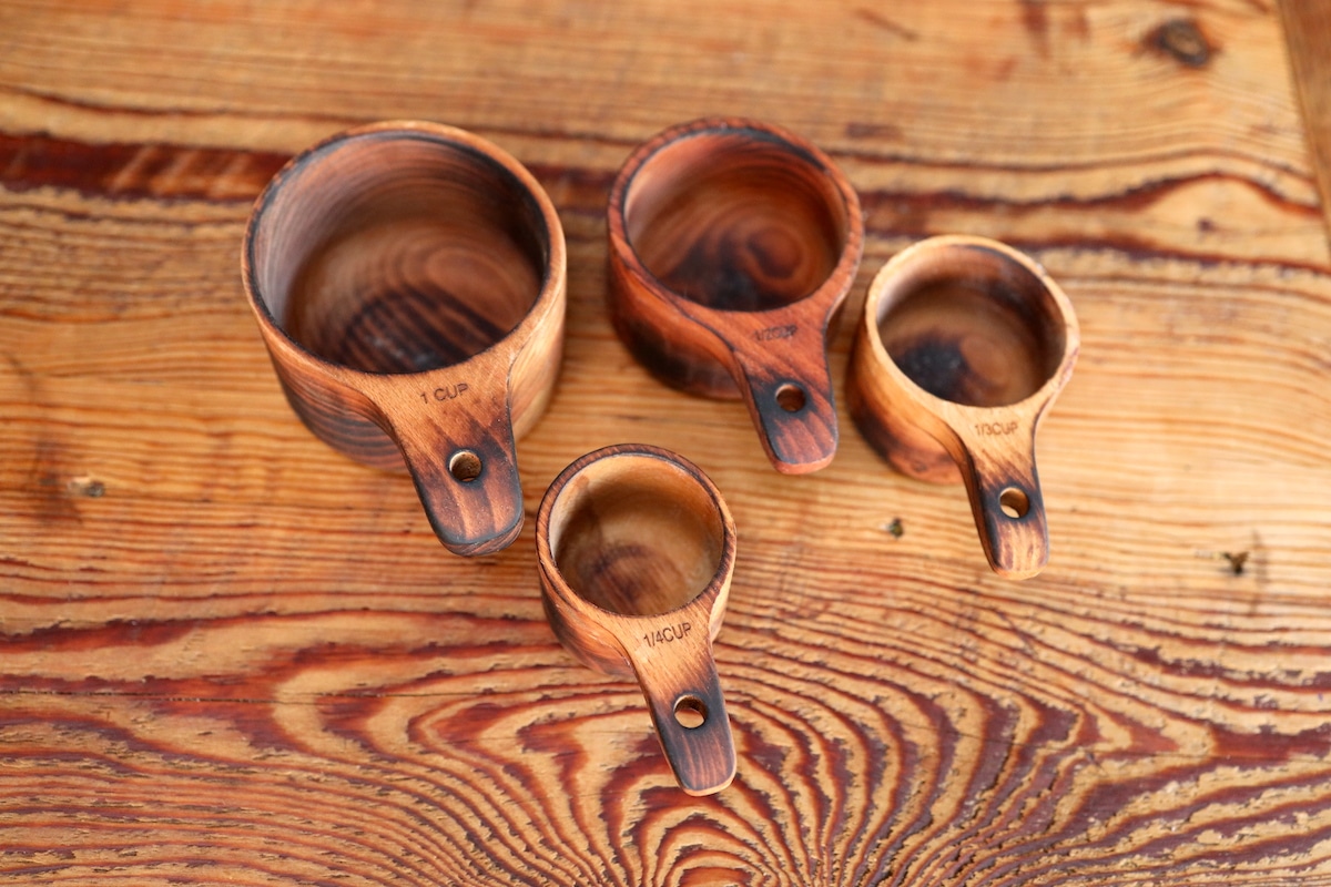 set of four wood measuring cups