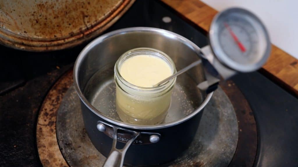 warming cream on stove to culture for cultured cream
