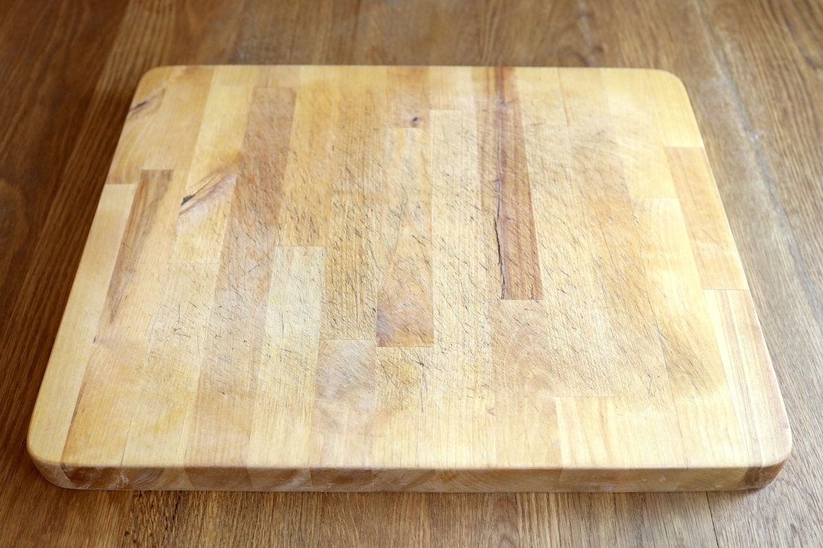 butcher block cutting board finished with tung oil