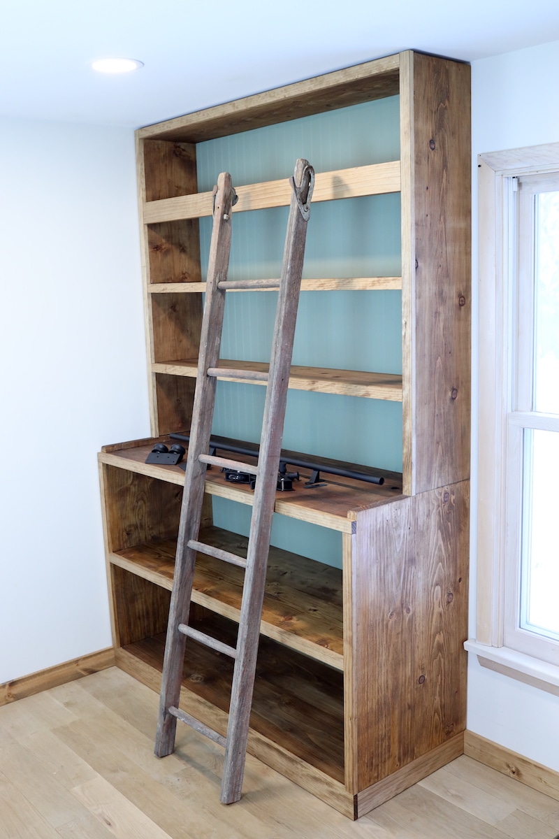 antique extension ladder for rolling library ladder
