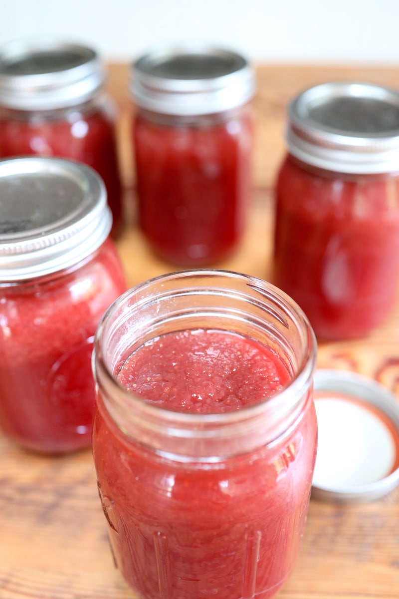 jar of homemade strawberry lemonade concentrate