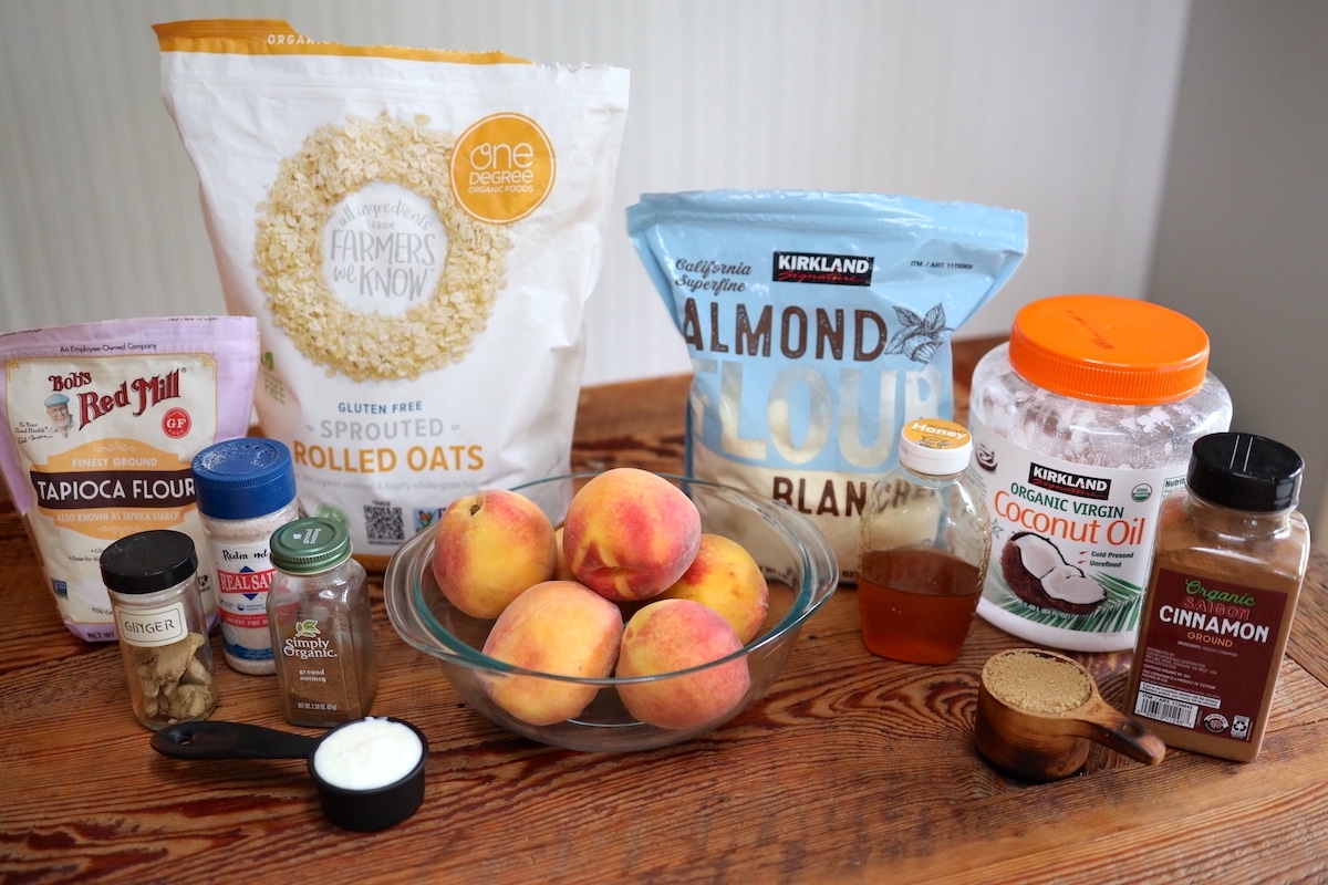 peach crumble with oats ingredients