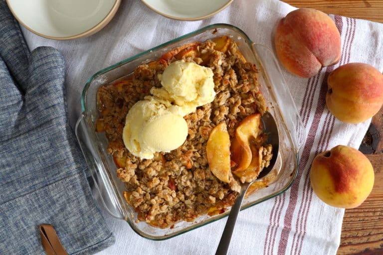 Peach Crumble with Oats (Options for Gluten and Dairy Free)