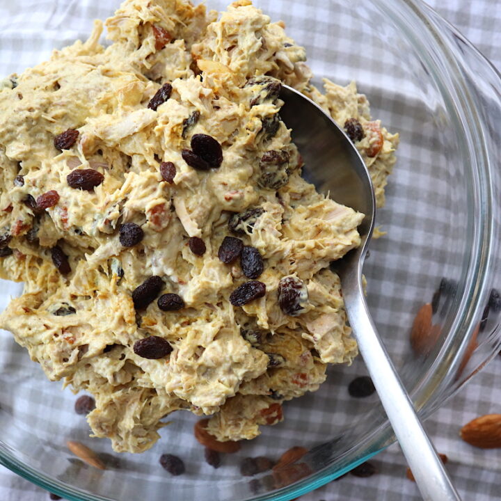 homemade curry chicken salad recipe with raisins