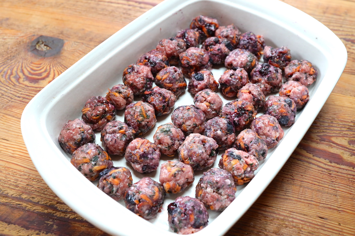 prebaked breakfast meatballs with blueberries