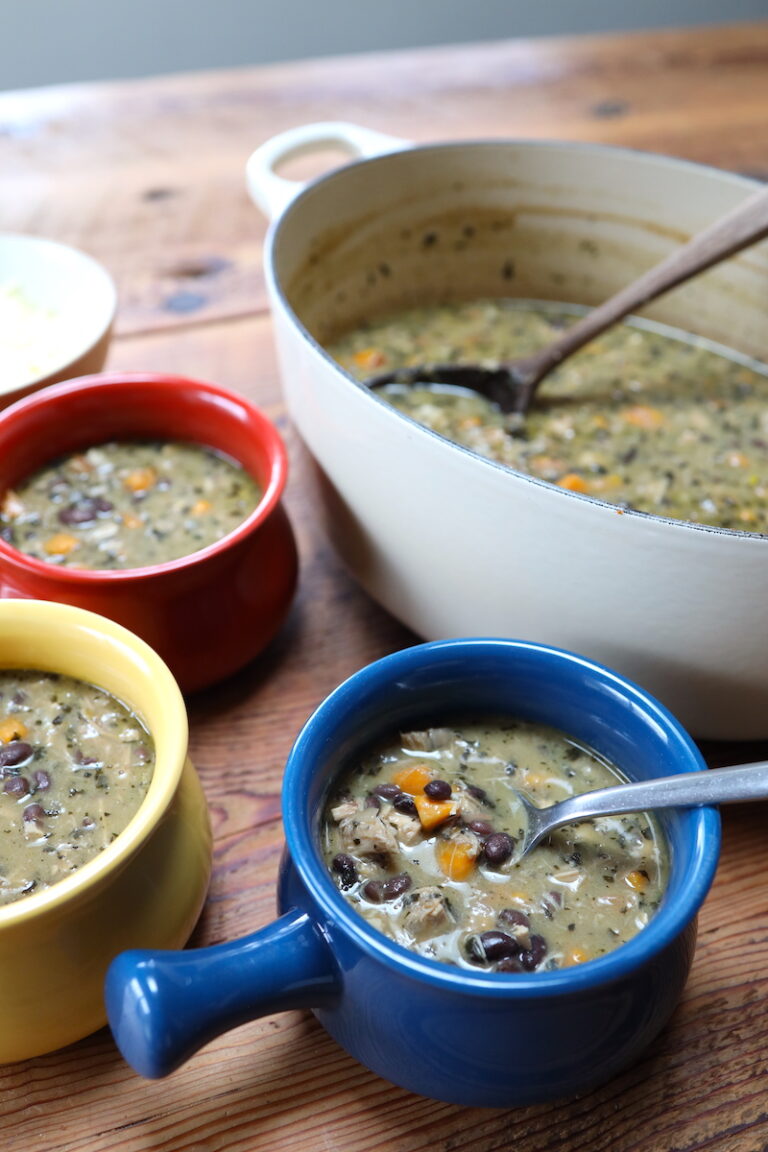 Creamy Southwest Chicken Soup with Black Beans and Sweet Potatoes