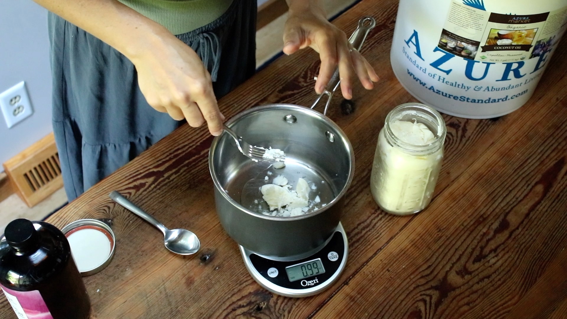 weighing tallow for dish soap bars