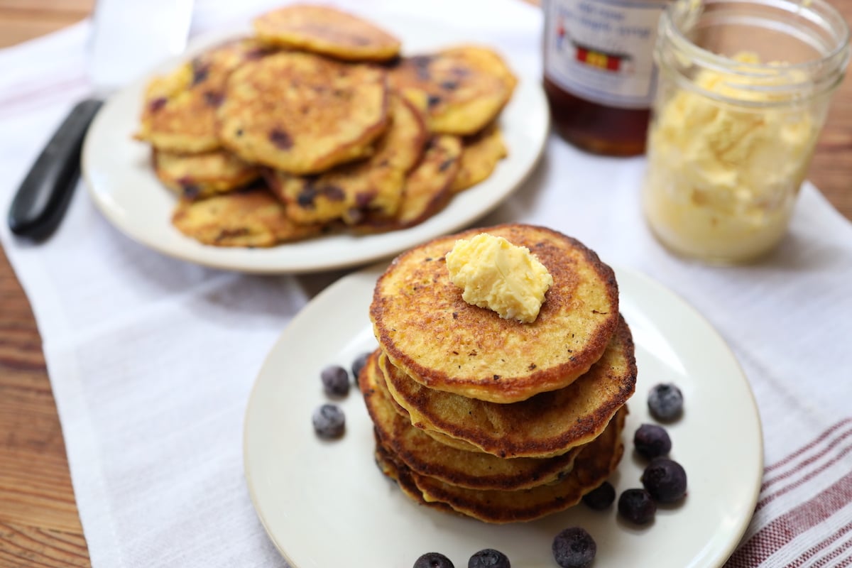 blueberry pancakes made with oats