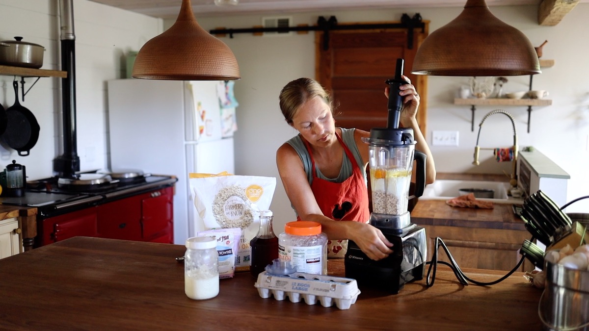 getting ready to blend pancake batter