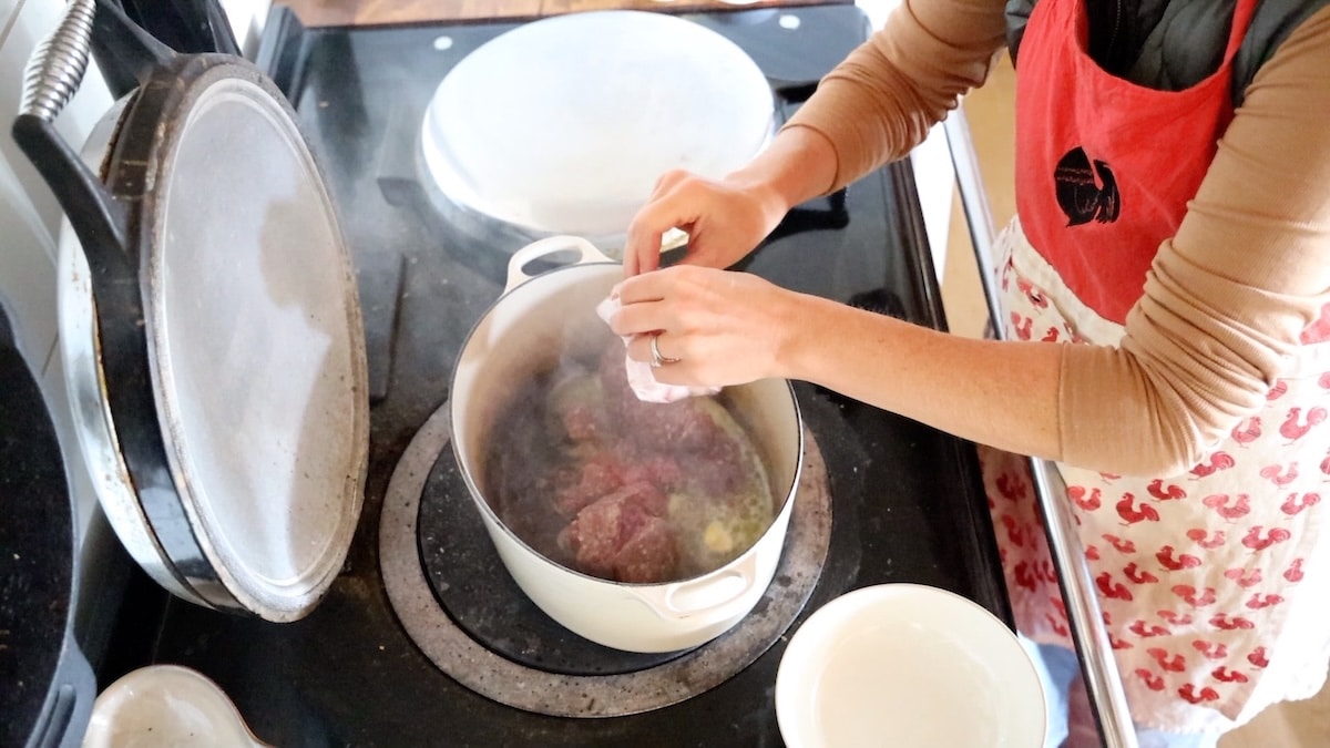 browning ground beef in butter