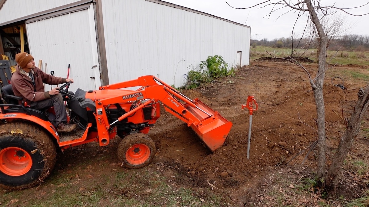 backfilling around hydrant with tractor