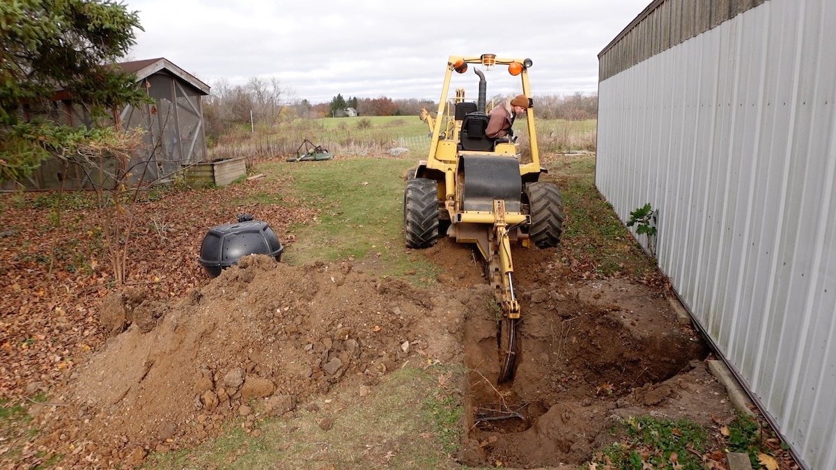 starting trench at existing waterline location