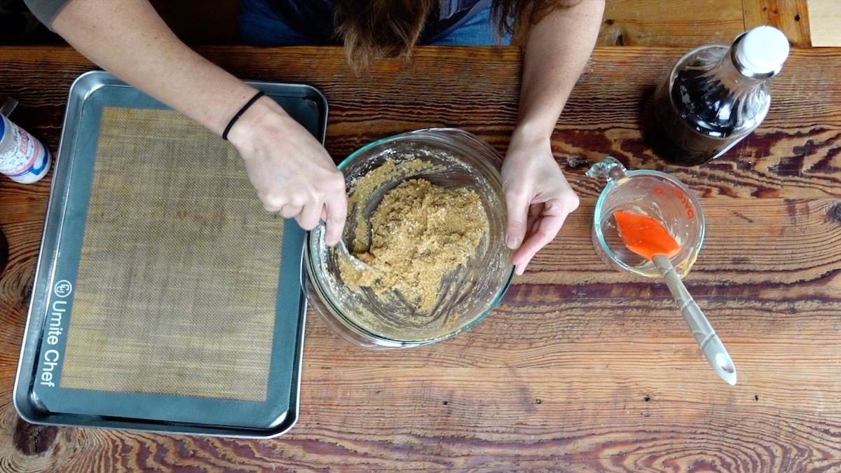 stirred batter for healthy buckeye balls