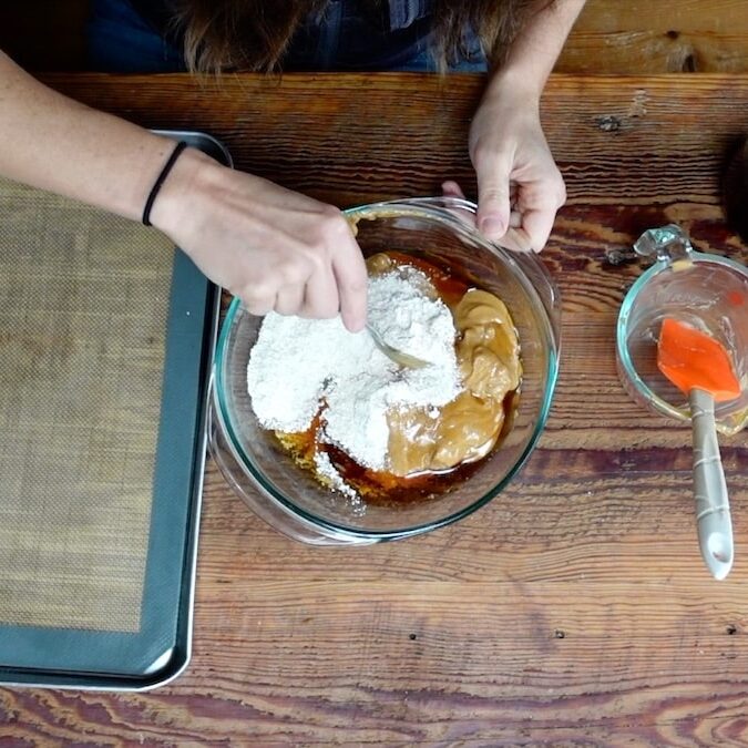 stirring ingredients for healthy buckeyes