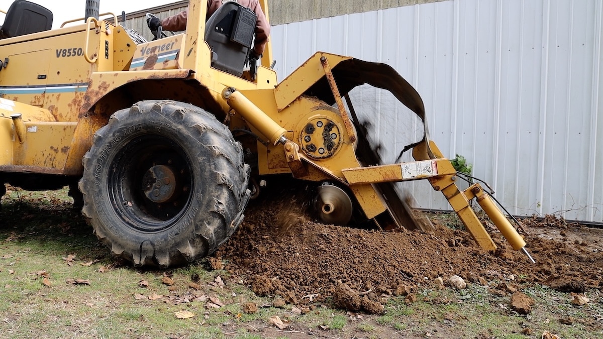 trenching in new waterline for yard hydrant