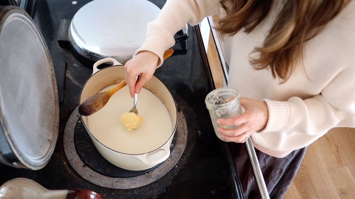 adding butter