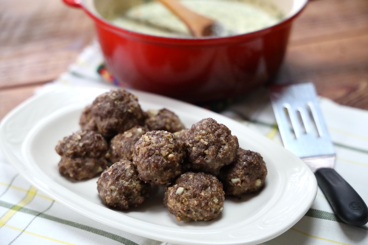 homemade meatballs and cream sauce