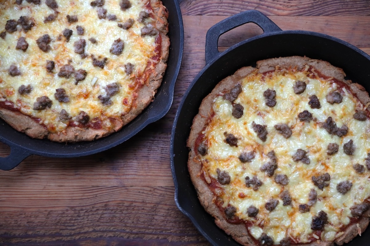 thick yogurt crust cast iron pan pizza