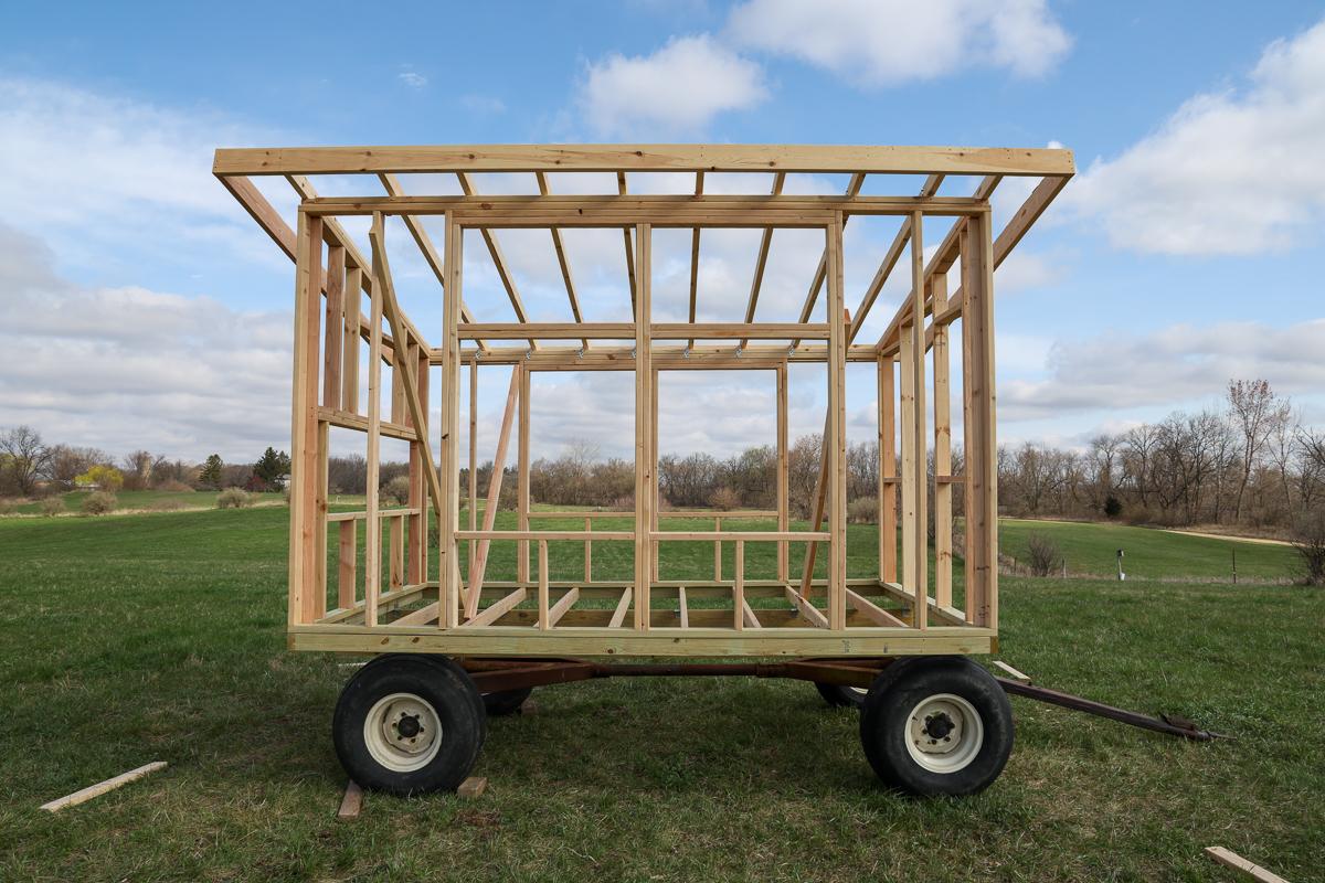 framing of egg mobile chicken coop