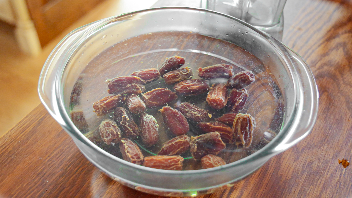 deglet dates soaking to make date energy balls