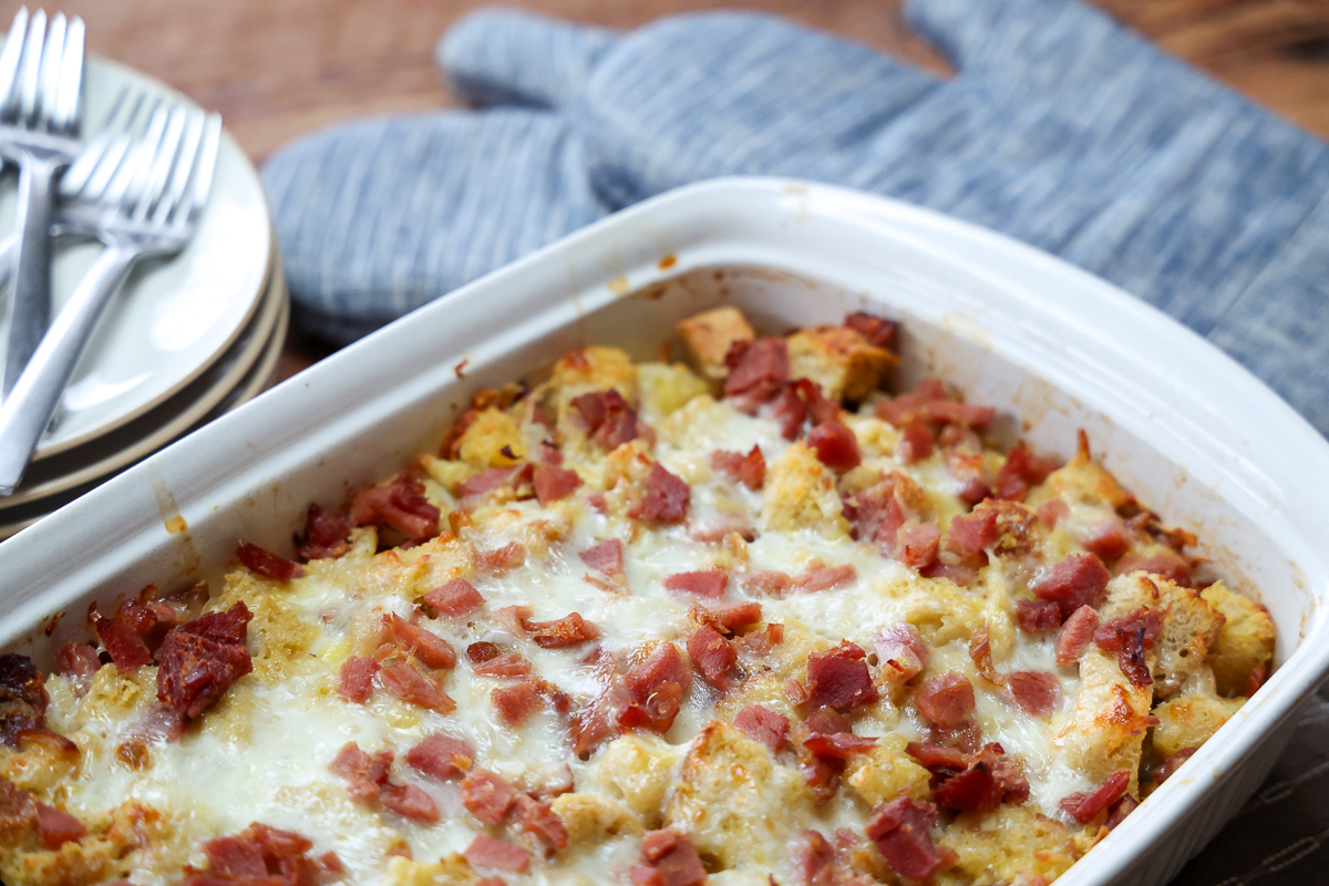 overnight ham and cheese strata breakfast