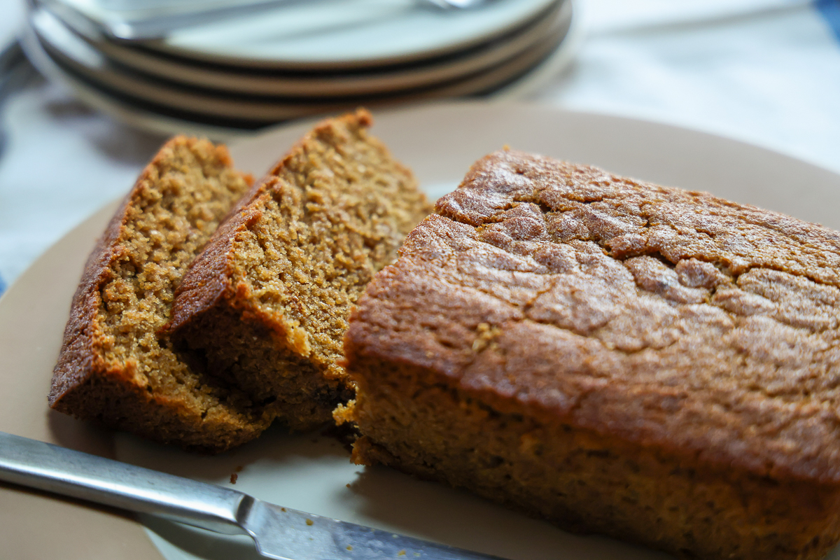 sliced homemade applesauce bread
