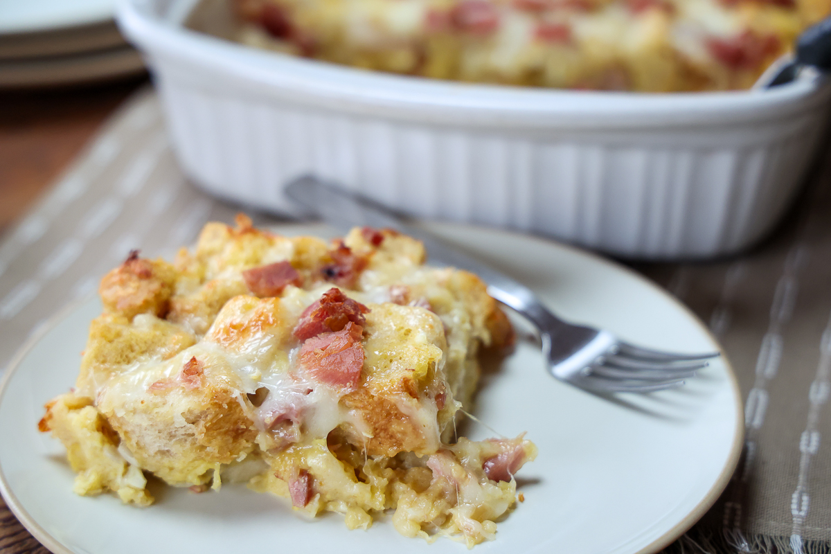 yummy ham and cheese strata with eggs